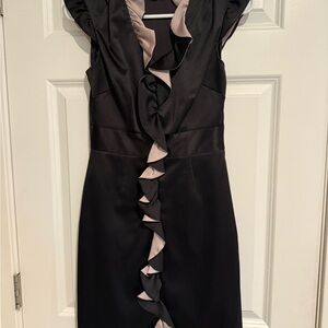 Max & Cleo Black and Taupe Ruffle Mini Dress